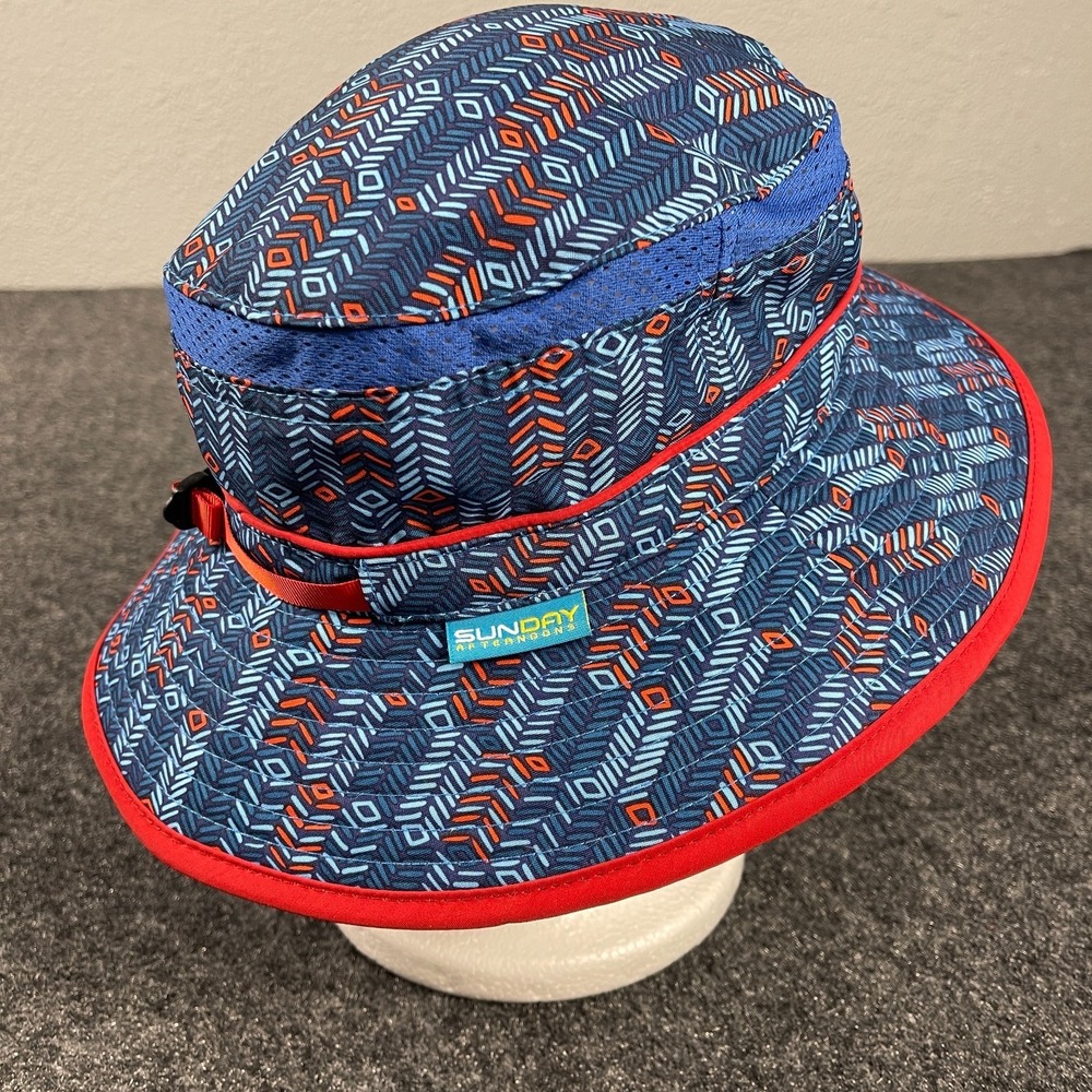 Sunday Afternoons Boys Sun Hat M (2-5 Yrs) Blue Pattern Wide Brim Outdoor Beach